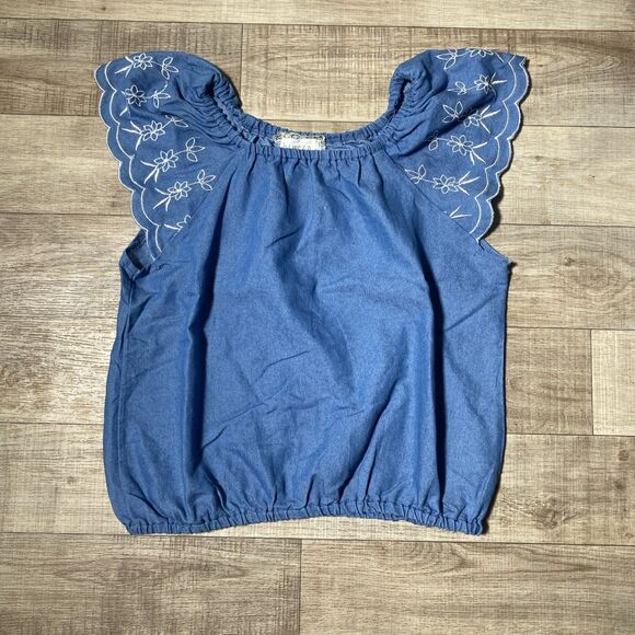 Btween Girls Loose Cropped Boho Sleeve Embroidered Shirt Size 12 - Picture 1 of 8